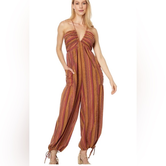 Free People Pants - Free People Multicolor Striped Halter Jumpsuit